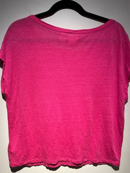 Rachel Zoe Woman’s Bright Pink Short Sleeve 100% Linen Top - Picture 4 of 5